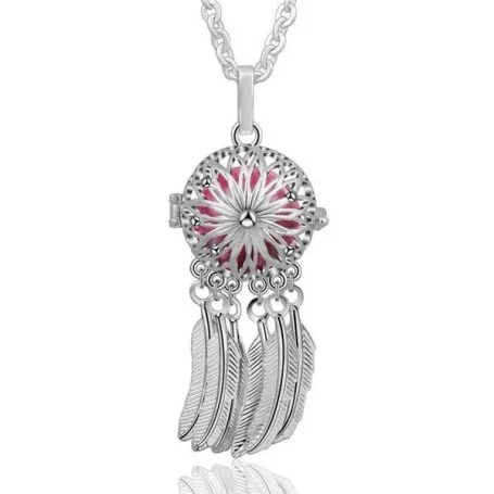 Collier de grossesse fleur attrape-rêves boule rose