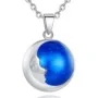 Bola de Grossesse en Cuivre Argenté avec Pendentif Demi-Lune et Ciel Étoilé.