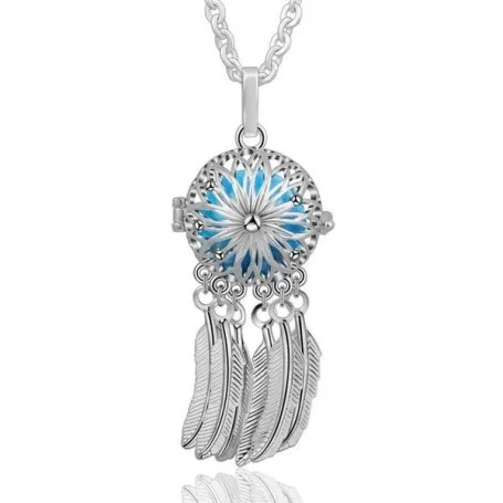 Collier de grossesse fleur attrape-rêves boule bleue